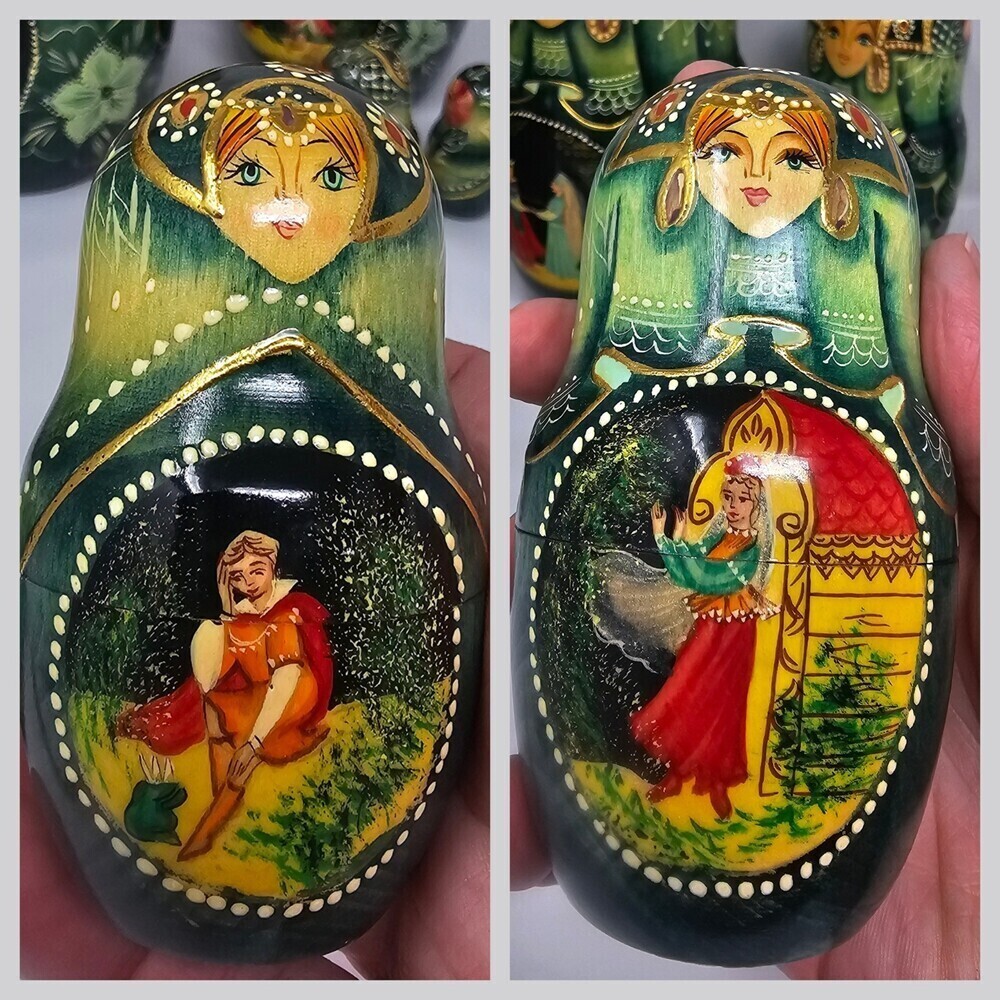 Vtg 10pc Matryoshka 11" Artist Signed Russian A Baba Yaga Tale Nesting Dolls - Picture 8 of 15
